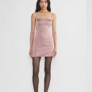 Aritzia Satin Shimmer Mini Dress Dusty Rose